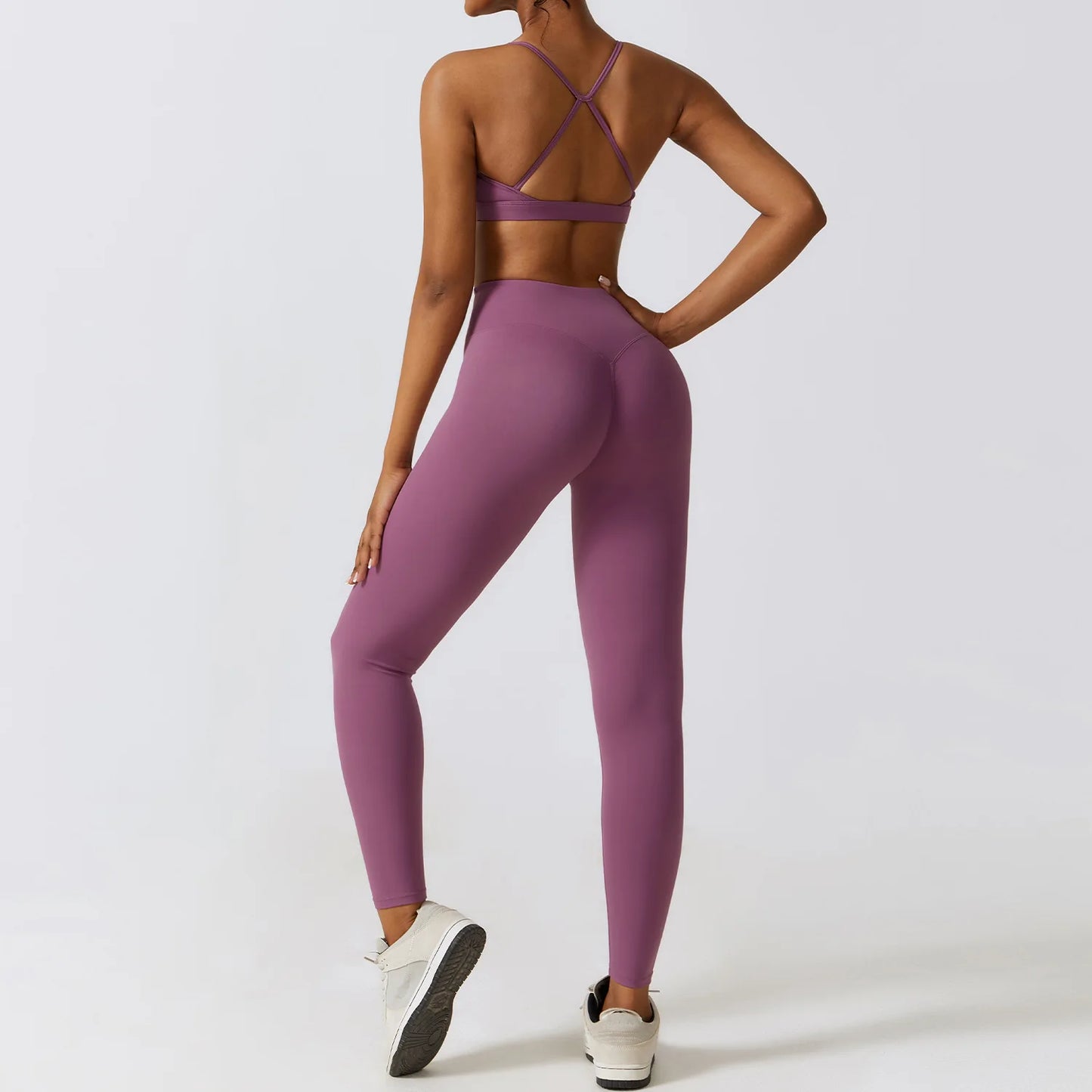 Flex & Flow Seamless Yoga Set: Long Sleeve Crop Top + High-Waist Leggings