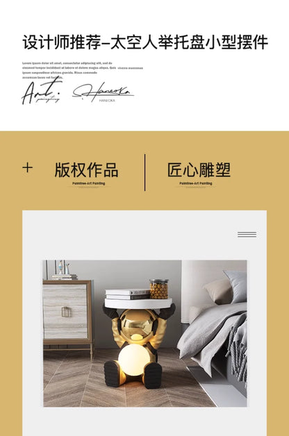 Astronaut Floor Coffee Table Home Accessories Nightstand Smart Furniture Sofa Beside Ornament Children's Room Decorative Lamps