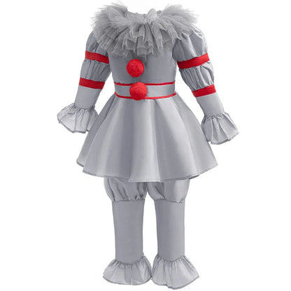 ✨ Kids Creepy Clown Halloween Costume – Pennywise-Inspired Cosplay Outfit with Optional Balloon Accessories