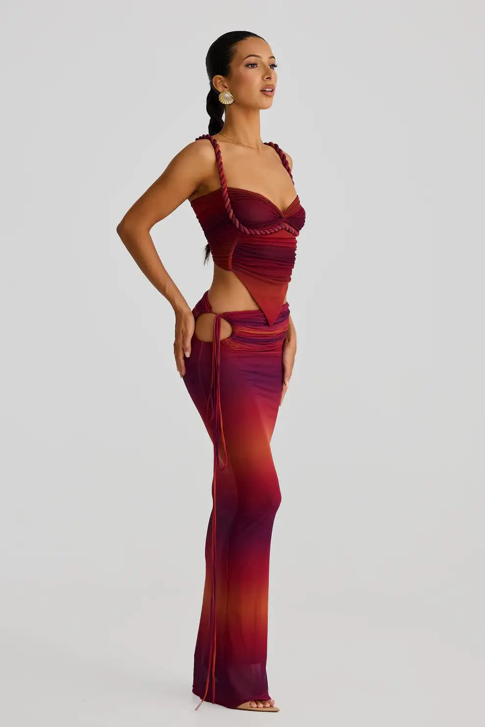 Coastal Luxe 3-Piece Bikini Set – Gradient Glam with Matching Cover-Up