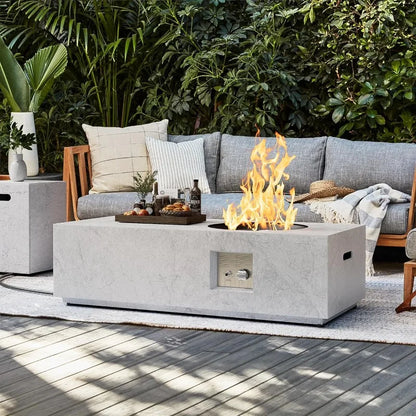Autumn Hearth Luxe Propane Fire Pit – 48” Stone-Look Round Table with 50,000 BTU Burner & Storage