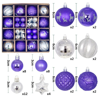 44-Piece Christmas Ornament Set – 6cm Shatterproof Balls in Premium Holiday Color Themes