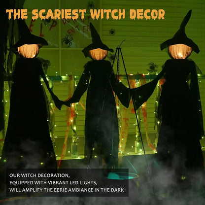 Halloween Colourful Glow Three Hand-Holding Witches Sound-activated hand-holding witch Halloween light up decoration props
