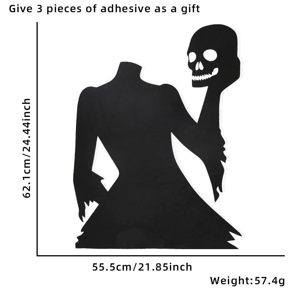 Haunted Shadows Halloween Door & Window Stickers – Skeleton, Witch, Pumpkin, and Ghost DIY Wall Decals for Spooky Home Decor