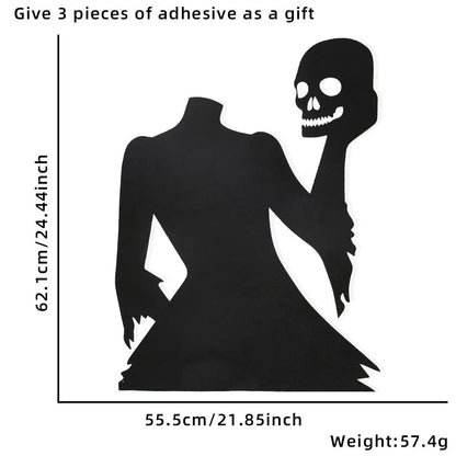 Haunted Shadows Halloween Door & Window Stickers – Skeleton, Witch, Pumpkin, and Ghost DIY Wall Decals for Spooky Home Decor