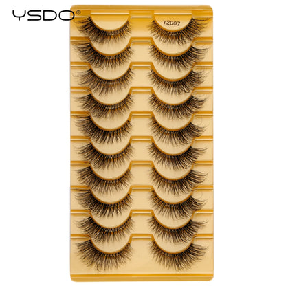 YSDO Half Lash Collection – 3 or 10 Pairs Natural Cat Eye 3D Faux Mink Lashes (Lightweight, Reusable, Soft Glam Finish)