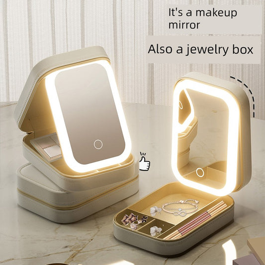 GlamGlow™ LED Vanity Mirror Box – Portable & Foldable Beauty Station
