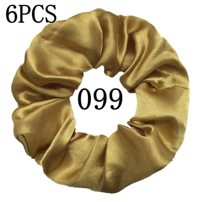 6-Pack Luxury Satin Scrunchies — Soft Silk-Like Hair Ties for Everyday Beauty & Self-Care