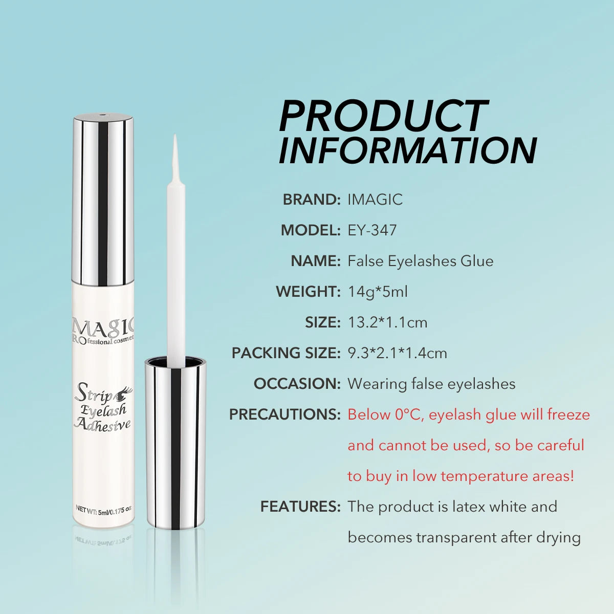 IMAGIC Waterproof Lash Bond – Fast-Dry 5ml Eyelash Extension Glue (No Irritation, Long-Lasting Hold)