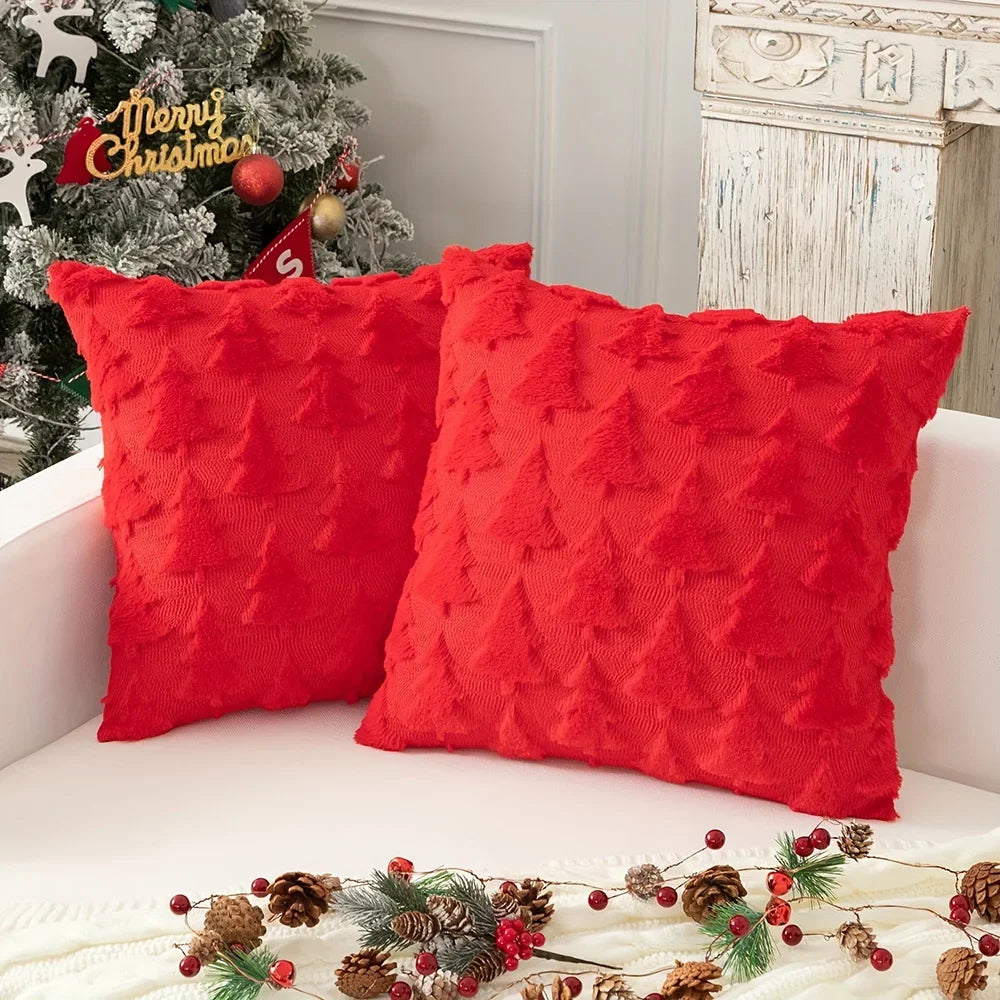 Runtow 45×45cm Christmas Tree Velvet Pillow Covers – Festive Holiday Cushion Decor