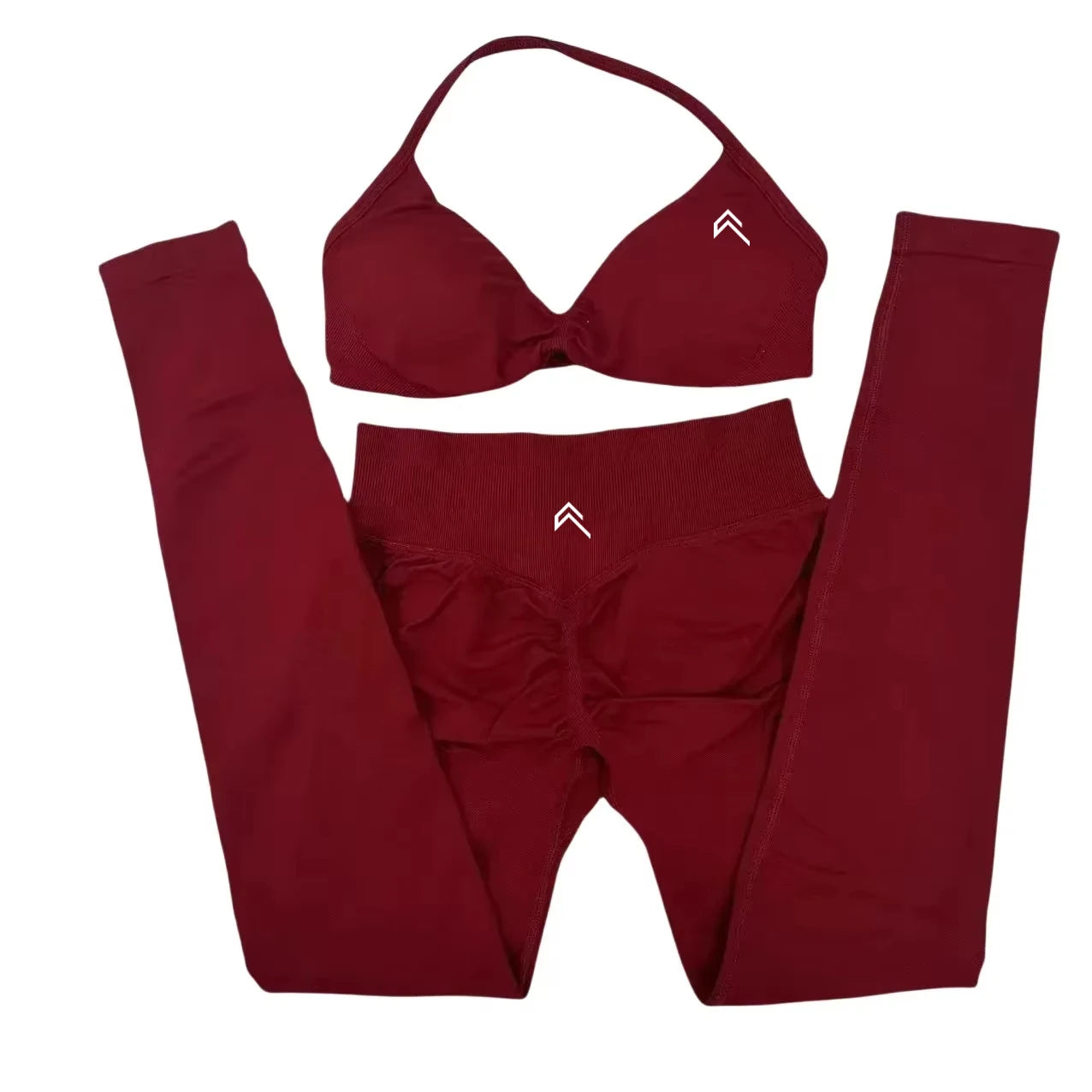 EmpowerFit™ 2-Piece Seamless Yoga Set – Supportive Cross-Back Sports Bra & High-Waist Hip-Lift Shorts