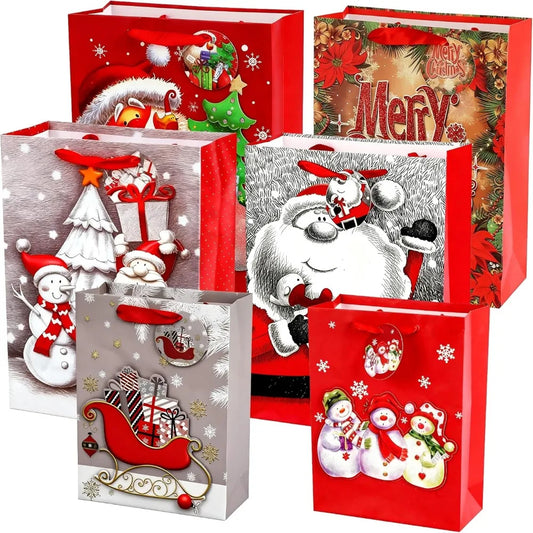 3D Christmas Gift Bags – Extra-Hard Cardstock Holiday Treat & Gift Boxes (Bulk Set)
