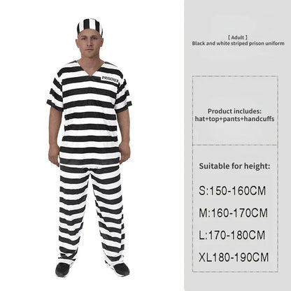 ✨ Prison Break Halloween Costume – Orange & Striped Inmate Jumpsuit Set for Adults & Kids
