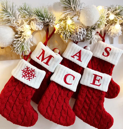 Cozy Knit Christmas Stocking – Mini Alphabet Hanging Boot Ornament