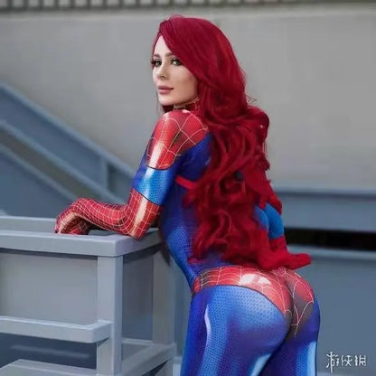 MJ Black & Red Spider Suit – Women’s Sexy Superhero Cosplay Jumpsuit (With Mask Option)