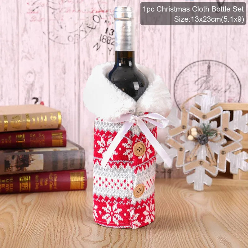 Christmas Wine Bottle Cover – Holiday Table Decor & Gift Wrap Sleeve