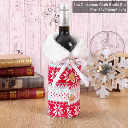 Christmas Wine Bottle Cover – Holiday Table Decor & Gift Wrap Sleeve