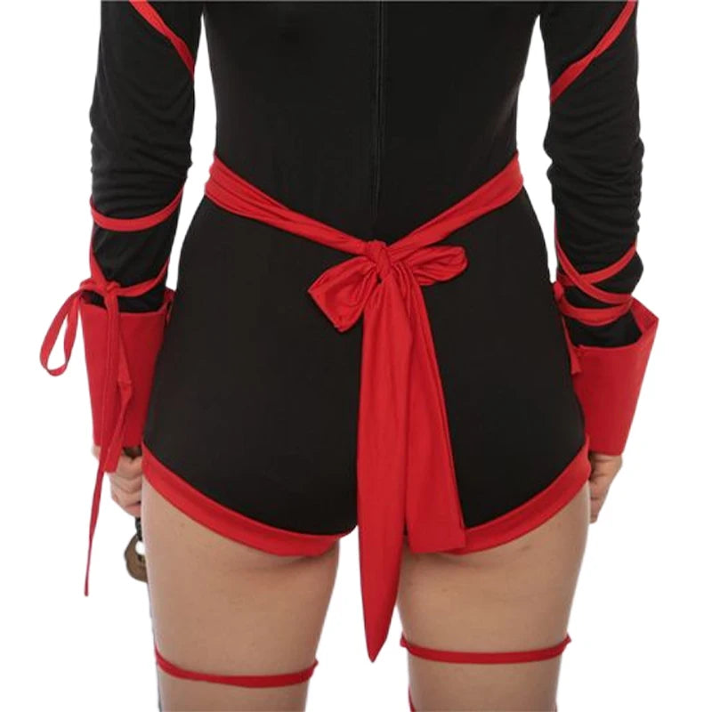 Shadow Slayer Ninja Set – Sexy Red or Blue Cosplay Jumpsuit with Belt Detail