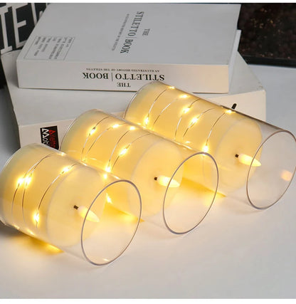 Autumn Glow Flameless LED Candle Set – Star String Lights for Cozy Fall Nights & Festive Décor
