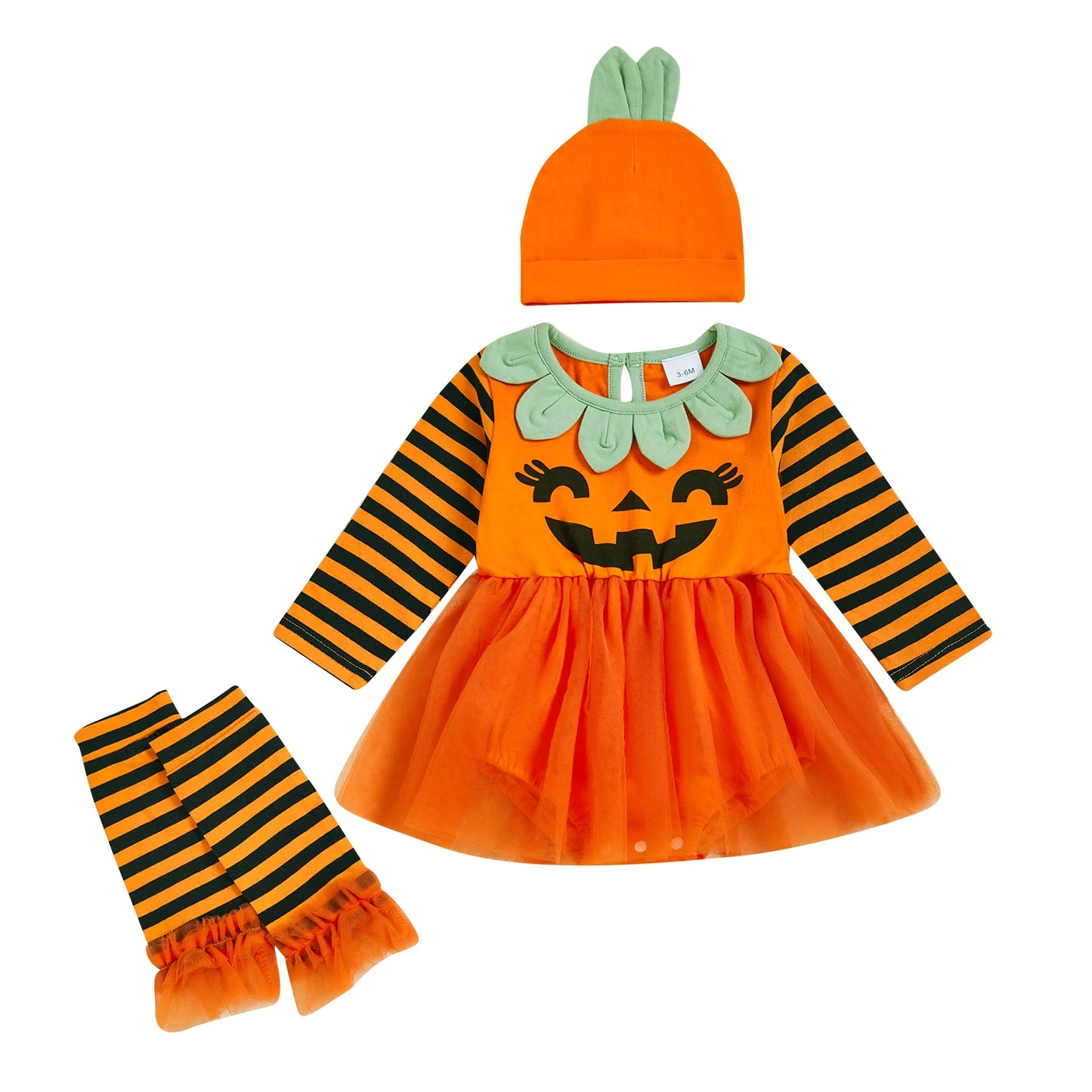 Pumpkin Baby Romper Set – Long Sleeve Halloween Outfit (0–18M)