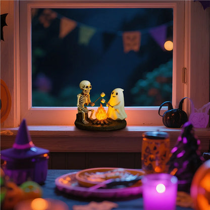 Haunted Glow Skeleton Bonfire Lamp – Flickering Halloween Ghost Light Decor for Living Room, Mantel & Nightstands