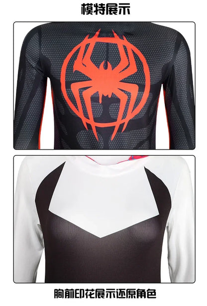 ✨ Into the Spider-Verse Cosplay Set – Miles Morales & Spider-Gwen Jumpsuit Halloween Costume for Adults