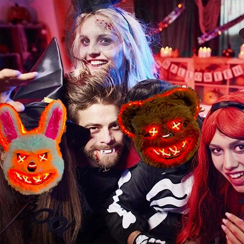 LED Horror Mask – Rabbit & Bear Light-Up Halloween Costume Props
