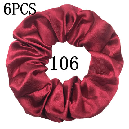 6-Pack Luxury Satin Scrunchies — Soft Silk-Like Hair Ties for Everyday Beauty & Self-Care