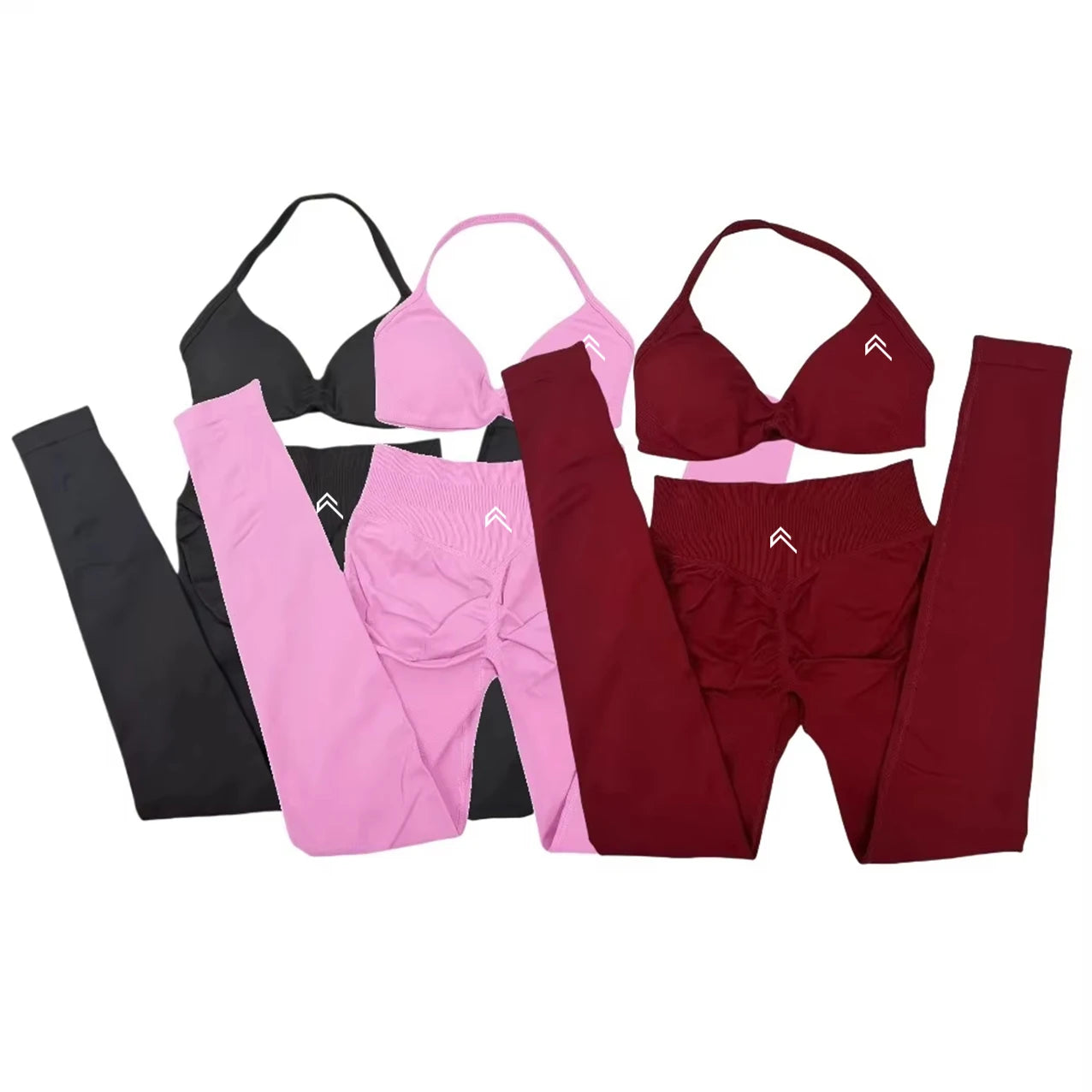 EmpowerFit™ 2-Piece Seamless Yoga Set – Supportive Cross-Back Sports Bra & High-Waist Hip-Lift Shorts