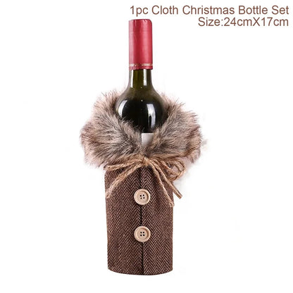 Christmas Wine Bottle Cover – Holiday Table Decor & Gift Wrap Sleeve