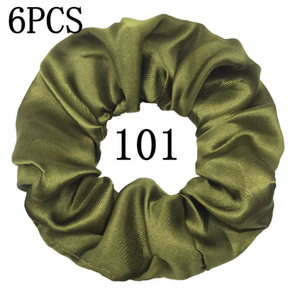 6-Pack Luxury Satin Scrunchies — Soft Silk-Like Hair Ties for Everyday Beauty & Self-Care