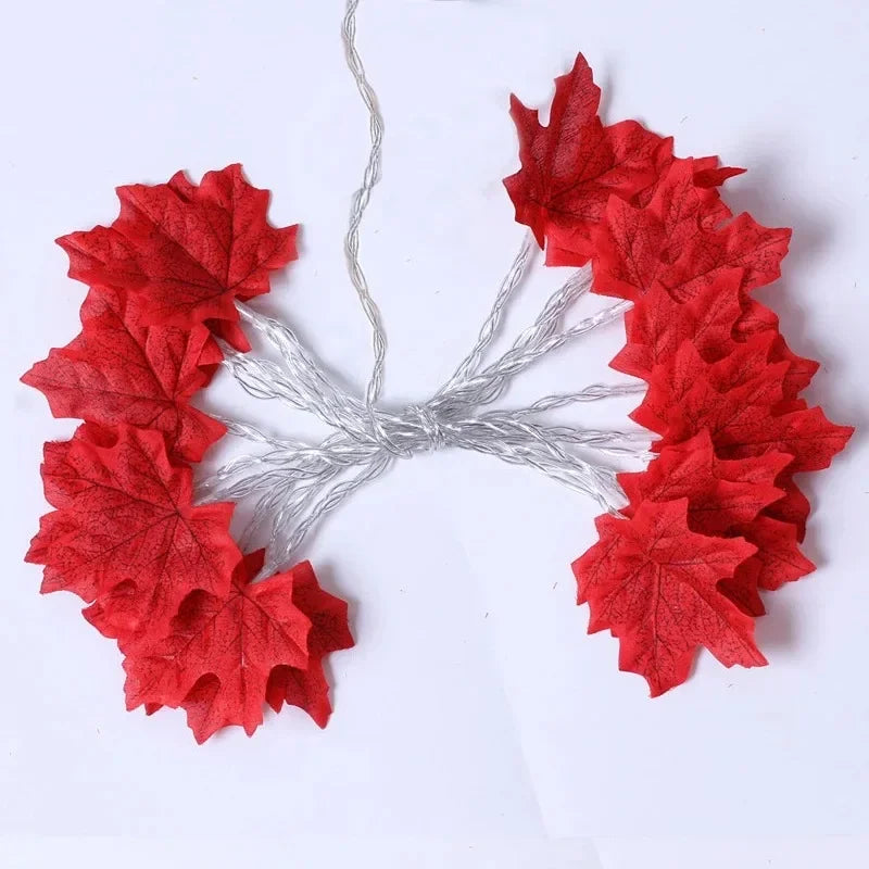 3M Christmas Decoration Artificial Maple Leaf Leaves LED Light String Lantern Garland Home Party DIY Deco Halloween New Yea