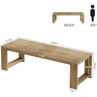 Harvest Luxe Long Dining Table – Modern Pedestal Elegance (Seats 6–8)
