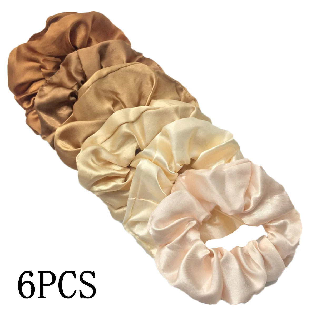 6-Pack Luxury Satin Scrunchies — Soft Silk-Like Hair Ties for Everyday Beauty & Self-Care