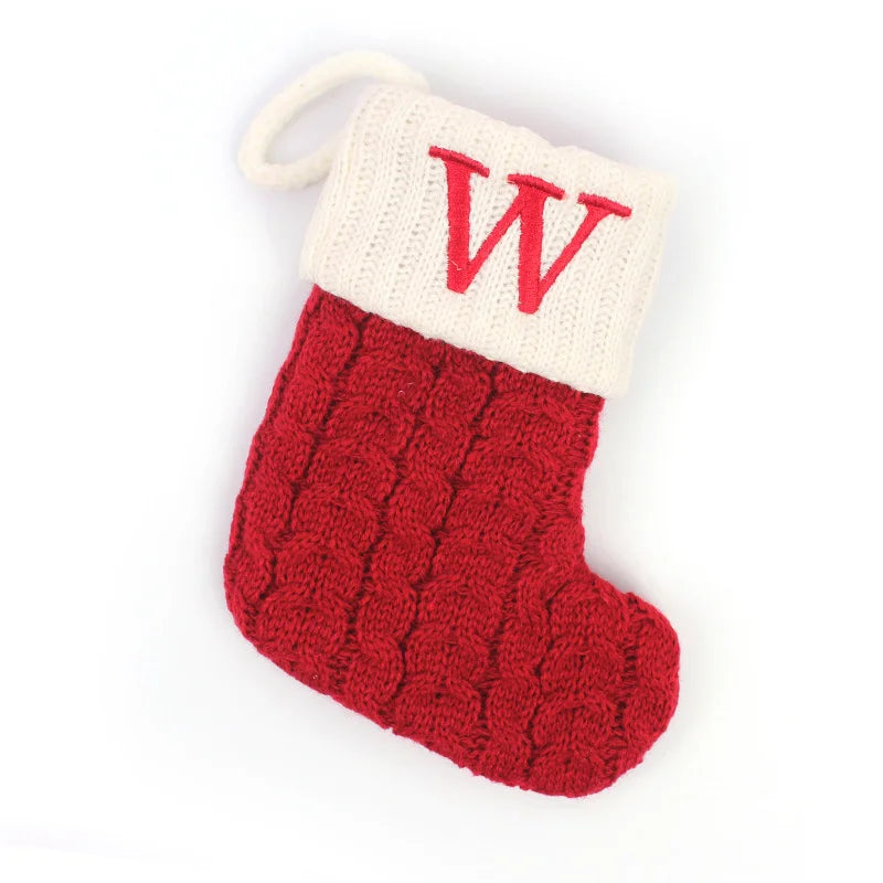 Cozy Knit Christmas Stocking – Mini Alphabet Hanging Boot Ornament