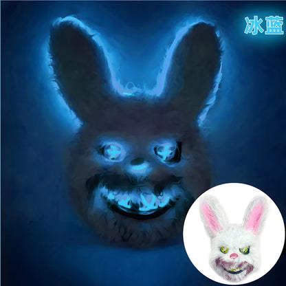 LED Bunny Horror Mask – Light-Up Scary Rabbit Face Cosplay for Halloween Party & Raves