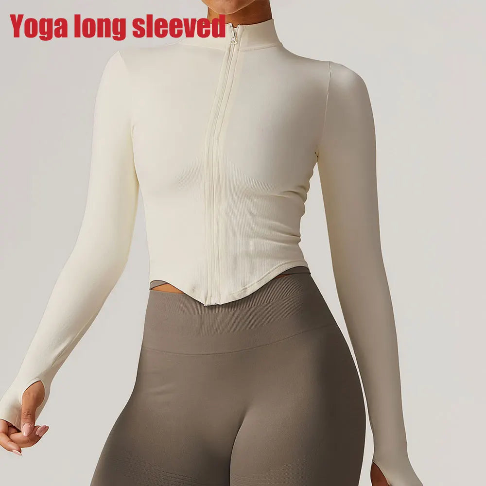 Flex Appeal Zip-Up Crop – Long Sleeve Sports Top