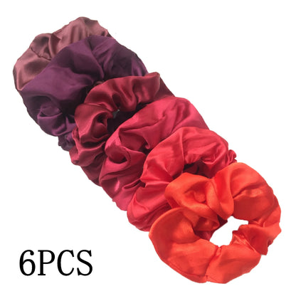 6-Pack Luxury Satin Scrunchies — Soft Silk-Like Hair Ties for Everyday Beauty & Self-Care