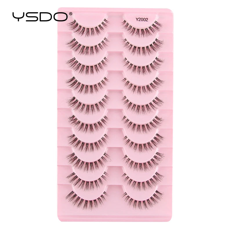 YSDO Half Lash Collection – 3 or 10 Pairs Natural Cat Eye 3D Faux Mink Lashes (Lightweight, Reusable, Soft Glam Finish)