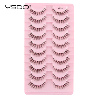 YSDO Half Lash Collection – 3 or 10 Pairs Natural Cat Eye 3D Faux Mink Lashes (Lightweight, Reusable, Soft Glam Finish)