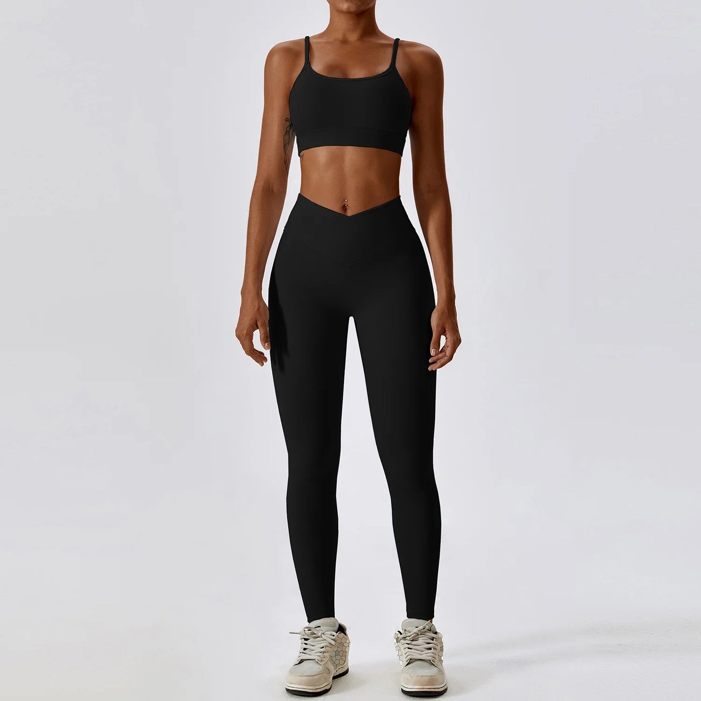 EmpowerFit 2-Piece Seamless Yoga Set: High-Waist Leggings & Push-Up Sports Bra