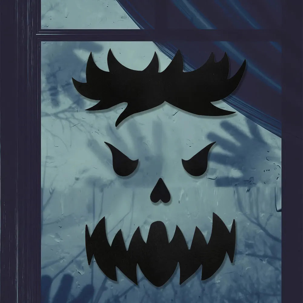 Haunted Shadows Halloween Door & Window Stickers – Skeleton, Witch, Pumpkin, and Ghost DIY Wall Decals for Spooky Home Decor