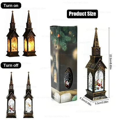 Christmas LED Fairy Lantern & Santa Lighthouse Night Light – Cozy Glowing Tabletop Holiday Decor