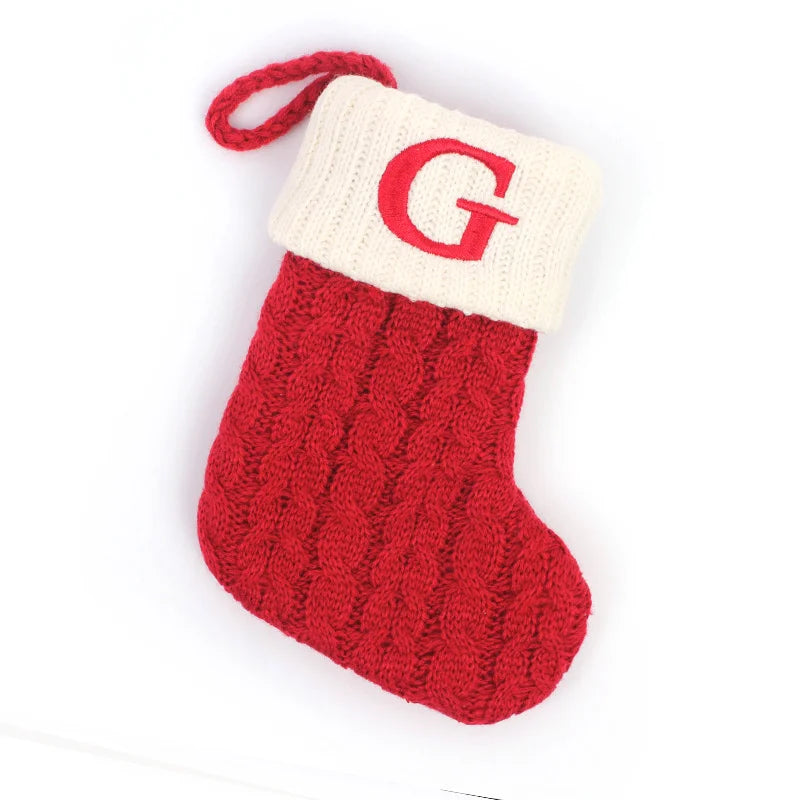 Cozy Knit Christmas Stocking – Mini Alphabet Hanging Boot Ornament