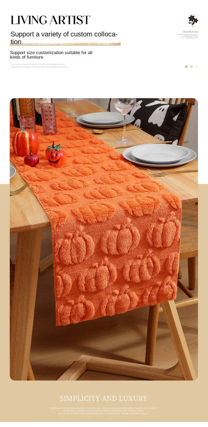 Luxury-Style Pumpkin Embroidered Black Eye-Ghost Embroidered Three-Dimensional Table Flag - Table Decoration for Parties
