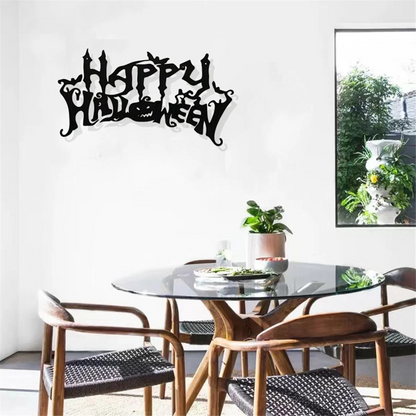 Haunted Charm Halloween Wall Sign – Spooky Wooden Art Decor for Home & Living Room