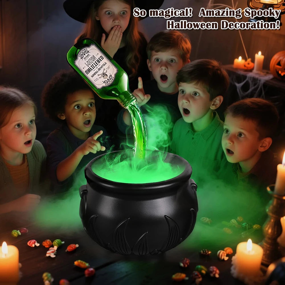 Halloween WitchCauldron with LED Light & Fog Mist Maker Skeleton Decor for Spooky Hocus Pocus Party, Home, Halloween Party