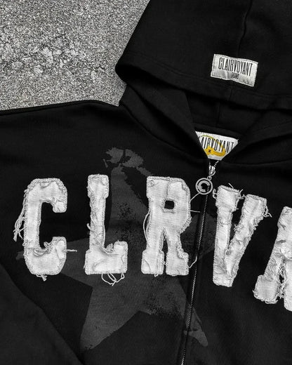 Y2K Oversized Hoodie – Embroidered Zipper Sweatshirt with Gothic Harajuku Vibes