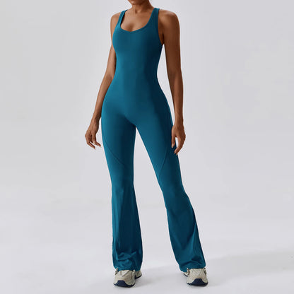 PowerFit Women's 1-Piece Workout Bodysuit - Stretch Push-Up Gym & Yoga Romper