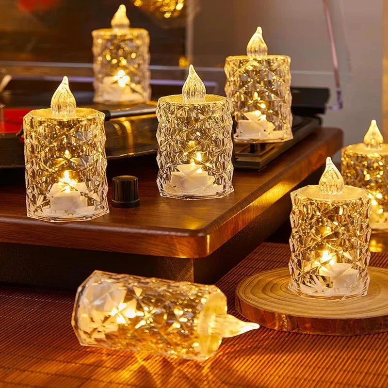Golden Glow Crystal LED Candle Set – 3pcs Flameless & Elegant Autumn Décor Lights